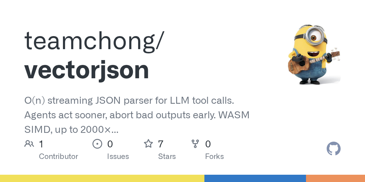 Show HN: VectorJSON – O(n) streaming parser to handle LLM JSON outputs