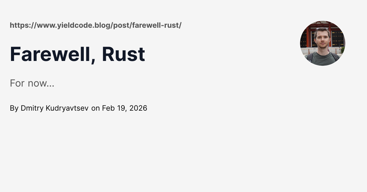 Farewell, Rust for web